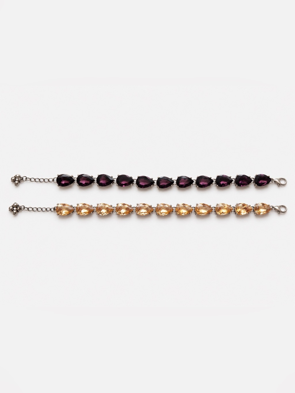 Gold and Purple Teardrop Stone Tennis Bracelet Set - Women Jewelry